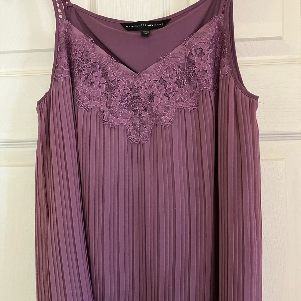 White House Black Market Purple Lace Trim Top